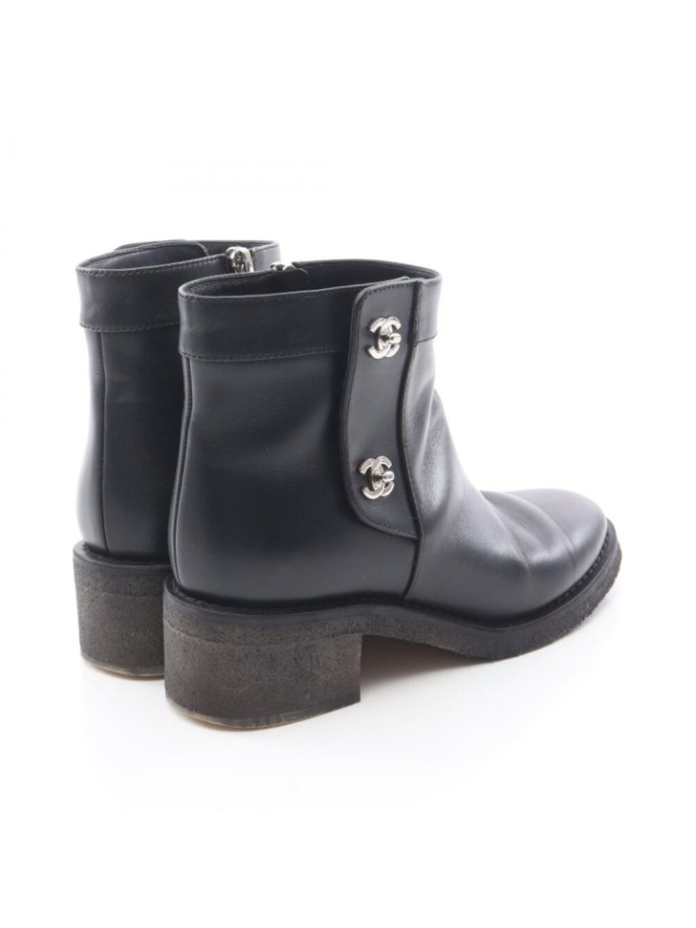 Chanel Boots CC Logo Short Leather - Picture 2 of 11